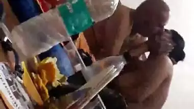 Tharki old man smooching and pressing big boobs of randi in hotel