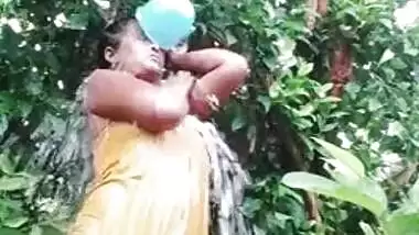 Naughty Dehati wife bathing nude outdoors