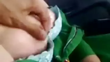 Massaging Pakistani Girl’s Big Boobs In Car
