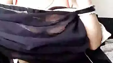 Sexy Bhabhi in See through Black Saree without blouse Exposing Boobs Part 2