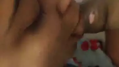 Desi wife licking dick like a dog