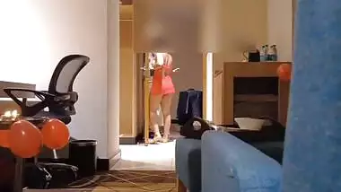Rathi Saarika Flashing Boobs & Pussy to Room Service Boy in Bottomless Teendoll Dress