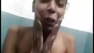 Desi wife exposes small XXX boobies on camera and stimulates clitoris