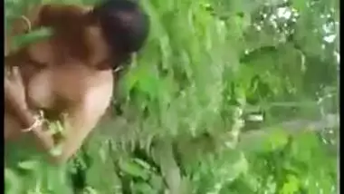 Husband caught wife nympho fuck with lover outdoor in jungle, XXX Desi mms