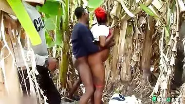 Tamil slut in the jungle bush fucking two village boy, they cum
