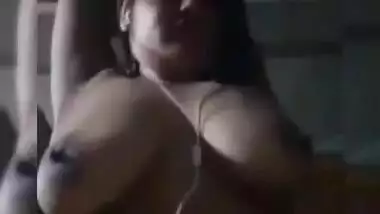 Sexy girl plays with her Big Boobs on video call