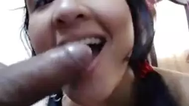 Pretty Indian girlfriend sucks and licks her...