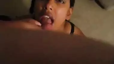 Indian cumslut sucking cock at home.