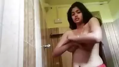 Cute Indian milk sacks show and pussy show for cousin stepbrother