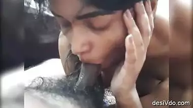 College 1st year student sucking her lecturer small tool