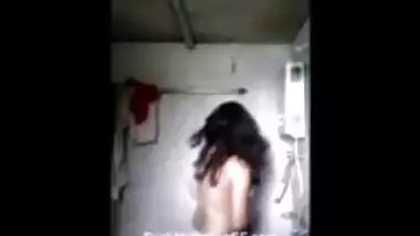 marathi girl playing boobs in bathroom