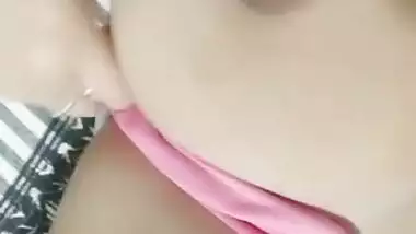 Sexy booby girl playing with nipples