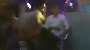 Drunk girl topless boobs in pub on valentine day