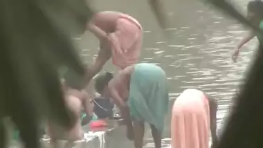 Desi Village Women Bathing In River