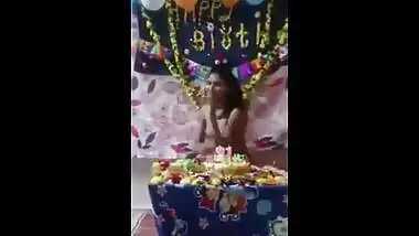 Teen college girl naked birthday bash with lover mms