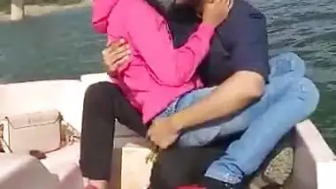 Desi hot couple kissing on boat