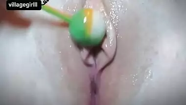 Hot Indian Girl Put Lollipop In Her Shaved Pussy - Village Girl