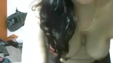 Sexy Indian female with red lips dancing absolutely nude on the camera