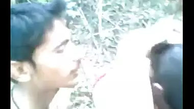 Young couple enjoy a romantic outdoor sensual session