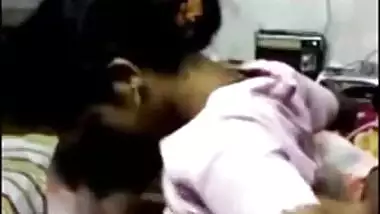 Indian guy makes out with a maid and licks her natural tits