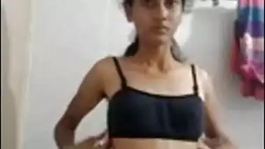 Skinny Indian girl fingering pussy on cam for her boyfriend