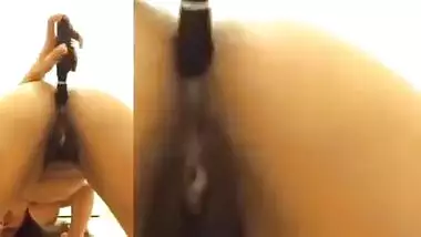 Hindi sex movie scene of an non-professional legal age teenager making a video while masturbating