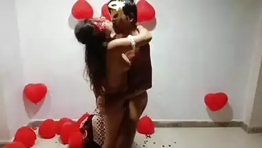 Newly Married Indian Wife In Red Sari Celebrating Valentine With Her Desi Husband - Full Hindi Best XXX