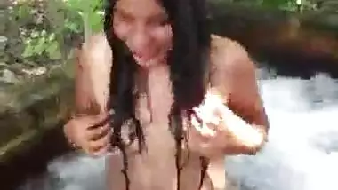 Indian girl bath public