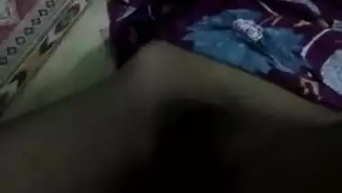 Cute Desi spouse spreads legs to show XXX fluffy cunt before sex