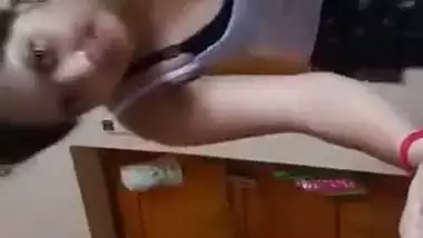 Hawt booby cutie fingering her virgin pussy