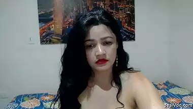 Horny babe Spitting on her boobs and sucking boobs