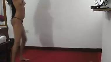Indian College Girl Working On A Night Club And Practice Dancing