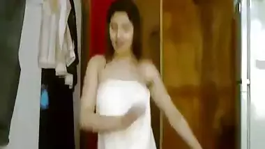 Desi Cute Girl Dancing In Towel After Shower